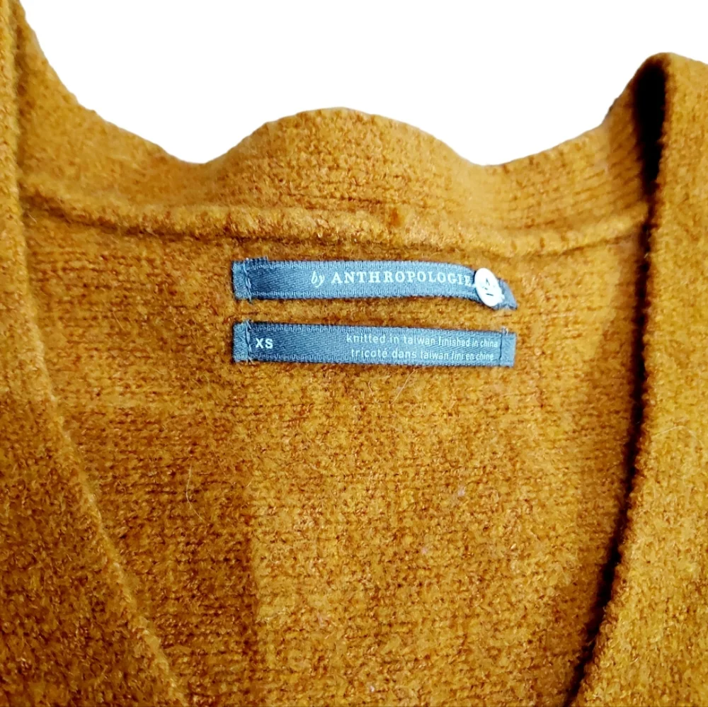 By Anthropologie Joy Fringed V-Neck Alpaca Blend Sweater size XS